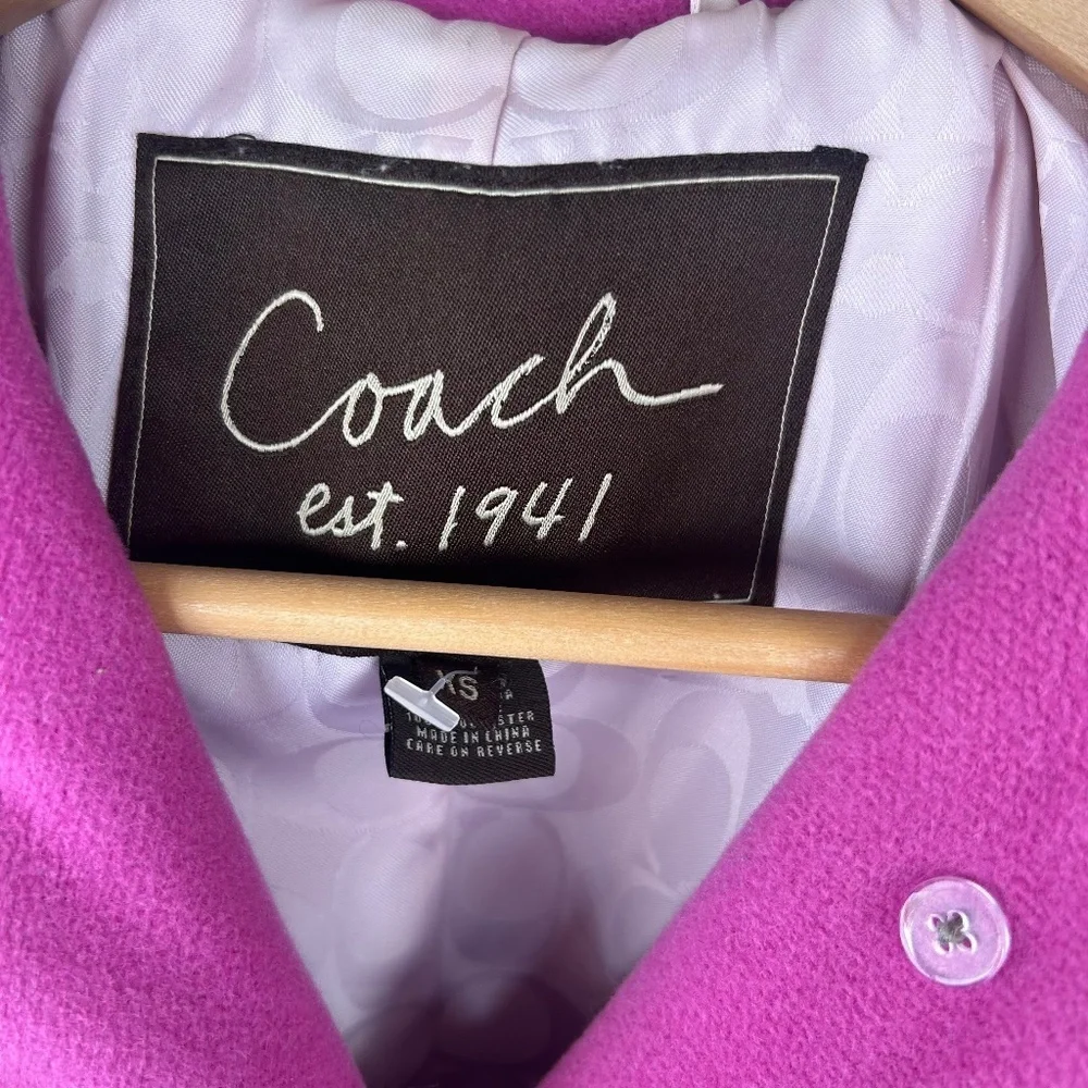 Coach Angora Wool Peacoat Fuschia Pink Size XS-Women